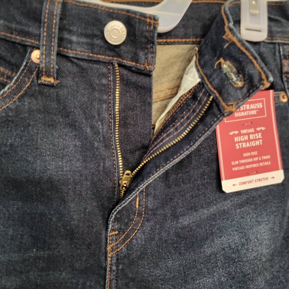 Jeans Levis Signature 4 W27 Dark Blue High Rise Straight Slim Thru Hip & Thigh - Picture 6 of 9